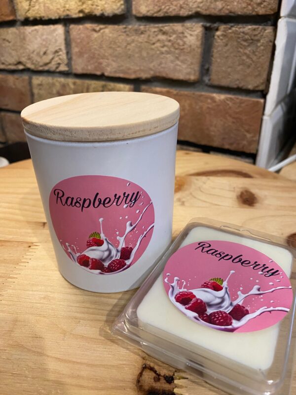Zestaw świeca + wosk zapachowy Raspberry